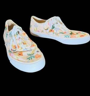 Keds Floral Sneakers Women’s Size 10 Cream Canvas Lace-Up Shoes Spring Garden Pr